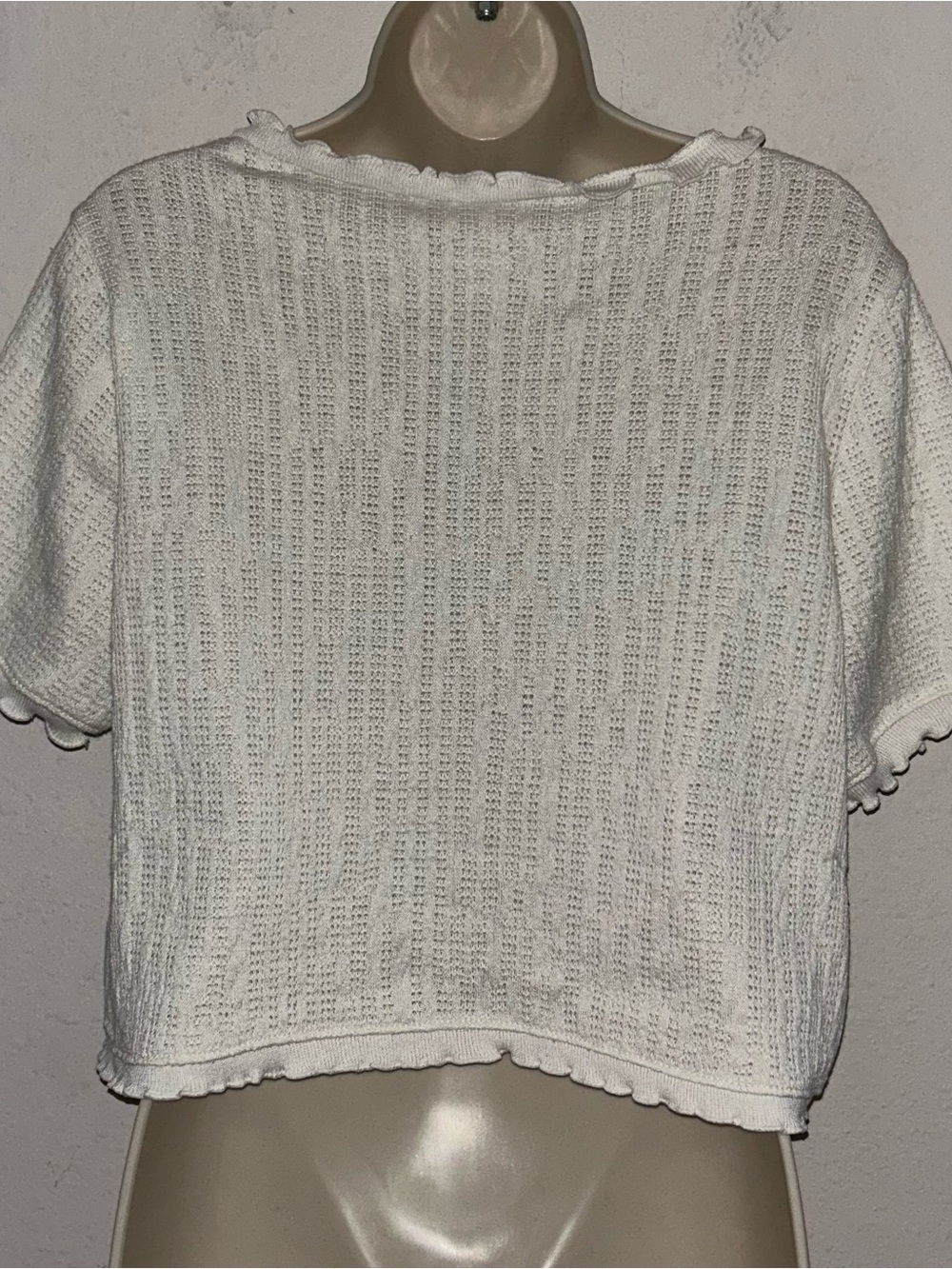 H&M Cream Ruffled Button-Front Cardigan Top - Picture 4 of 7
